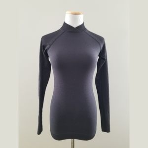 Lululemon Black Ribbed Sleeve High Neck Top SZ 4